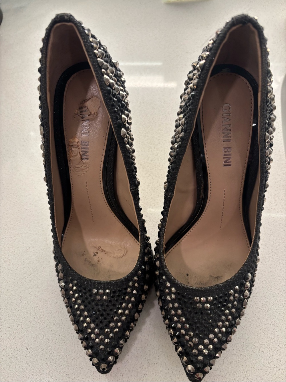 Gianni Bini Black Studded Pointed-Toe Pumps - Size 6